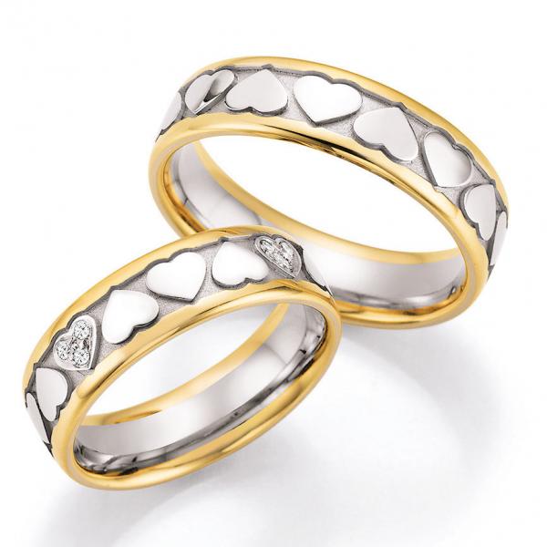 Trauringe Weiss-Gelbgold von Ruesch 66/38030-060